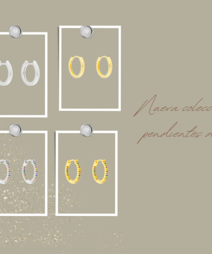 Pendientes de aro con circonita de color