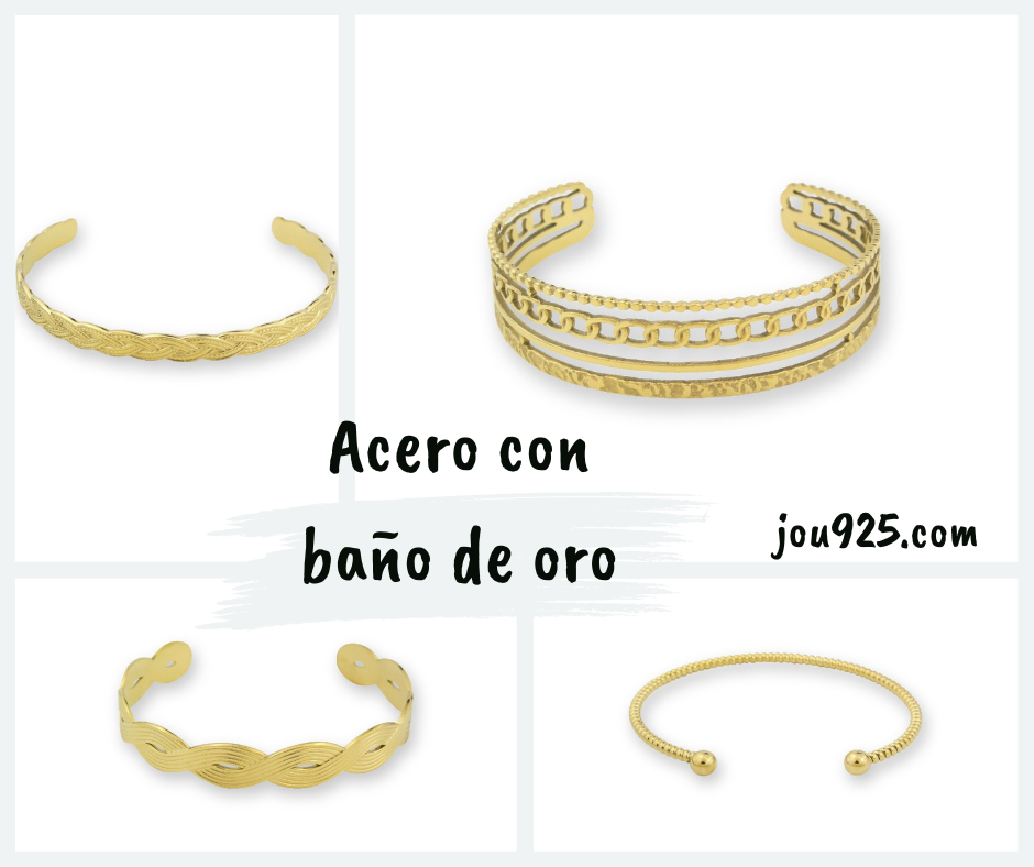 Pulseras de acero con baño de oro