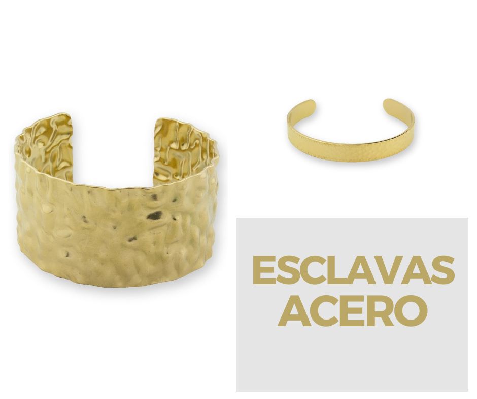 Esclavas acero con baño de oro