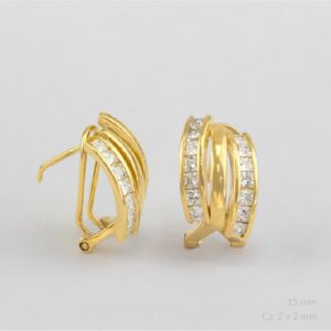 Pendientes plata cierre omega con circonitas